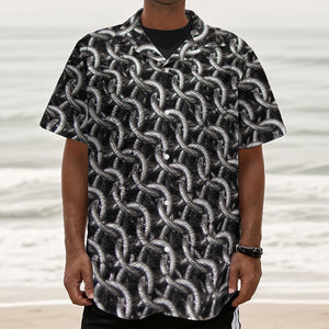 Chainmail Ring Pattern Print Textured Short Sleeve Shirt