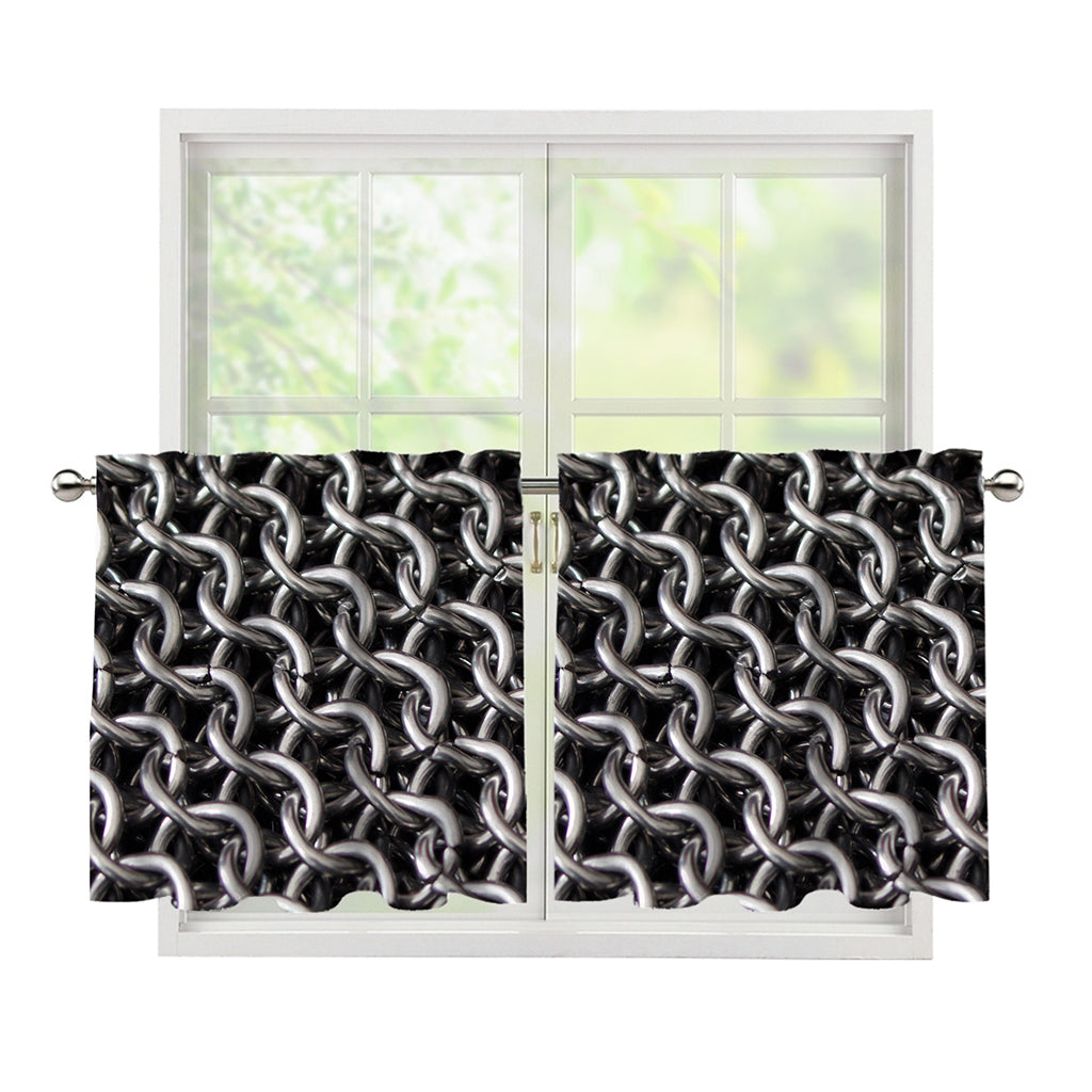 Chainmail Ring Pattern Print Tier Curtains