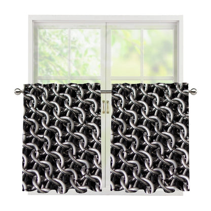 Chainmail Ring Pattern Print Tier Curtains