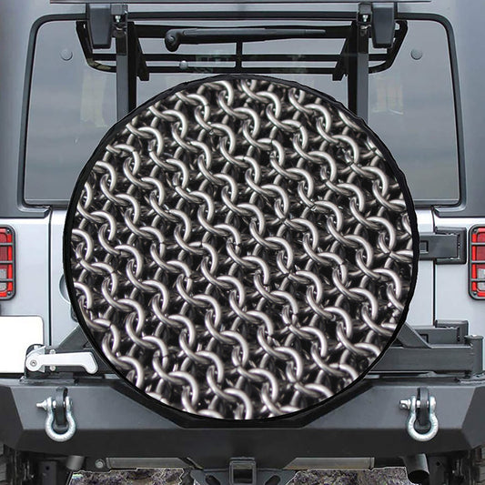 Chainmail Ring Pattern Print Tire Cover