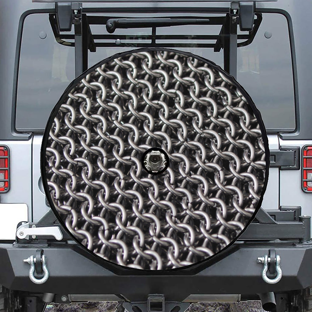 Chainmail Ring Pattern Print Tire Cover With Camera Hole