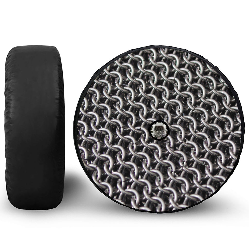 Chainmail Ring Pattern Print Tire Cover With Camera Hole