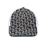 Chainmail Ring Pattern Print White Mesh Trucker Cap
