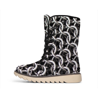 Chainmail Ring Pattern Print Winter Boots