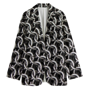 Chainmail Ring Pattern Print Women's Blazer