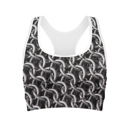 Chainmail Ring Pattern Print Women's Sports Bra