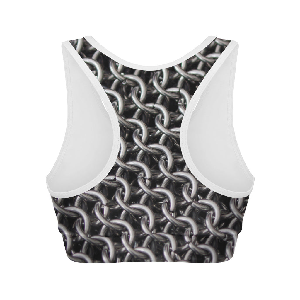 Chainmail Ring Pattern Print Women's Sports Bra