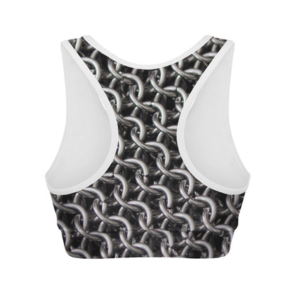 Chainmail Ring Pattern Print Women's Sports Bra