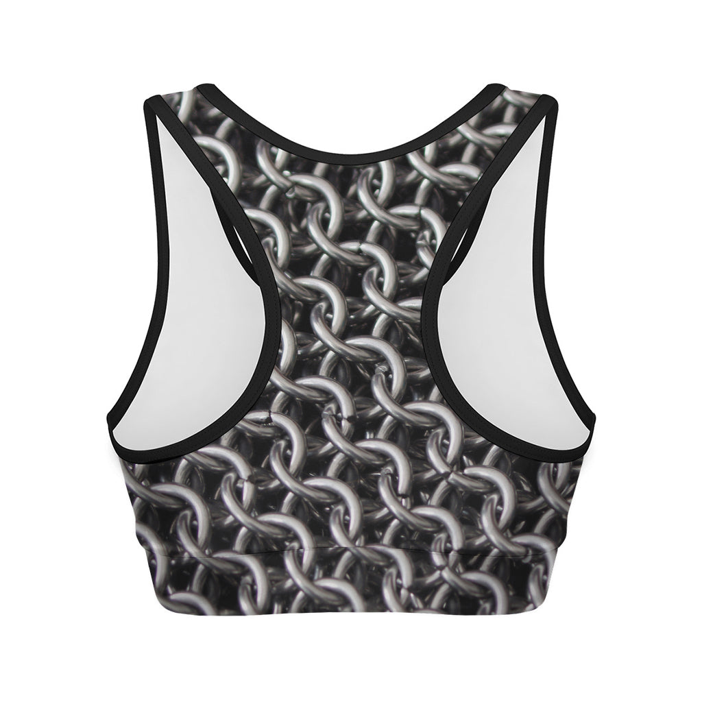 Chainmail Ring Pattern Print Women's Sports Bra