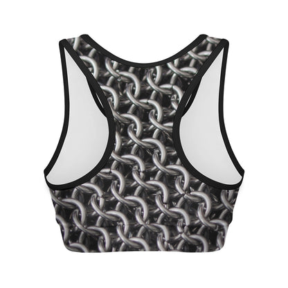 Chainmail Ring Pattern Print Women's Sports Bra