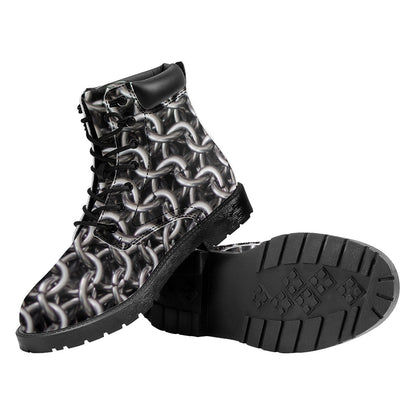 Chainmail Ring Pattern Print Work Boots
