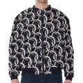 Chainmail Ring Pattern Print Zip Sleeve Bomber Jacket