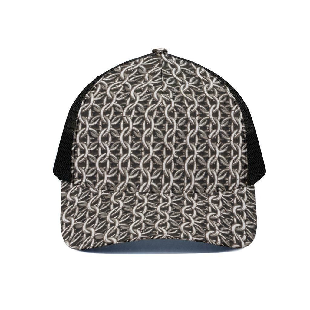 Chainmail Ring Print Black Mesh Trucker Cap