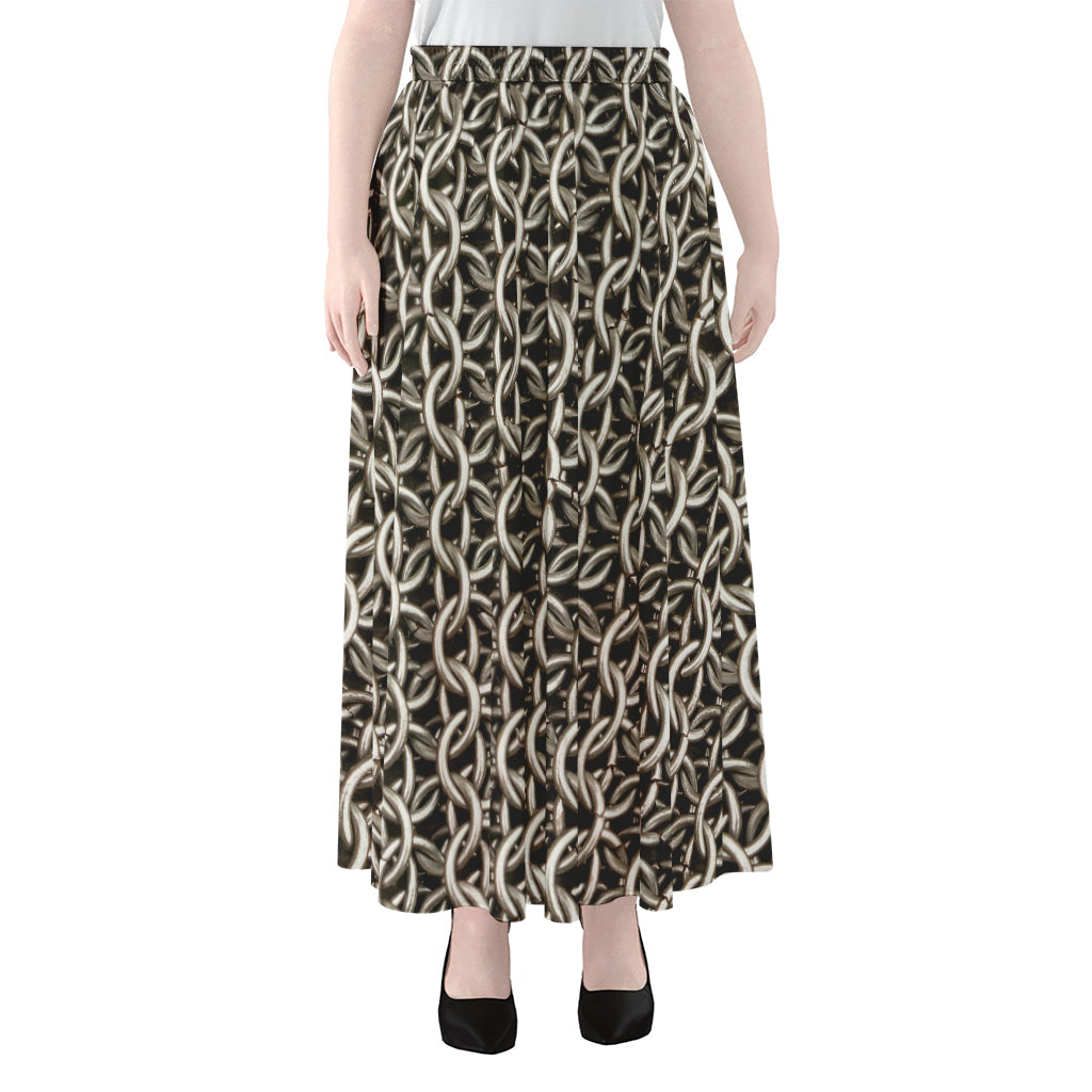 Chainmail Ring Print Chiffon Maxi Skirt