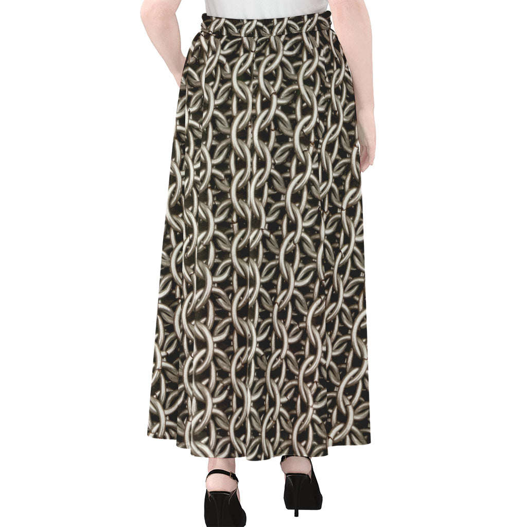 Chainmail Ring Print Chiffon Maxi Skirt