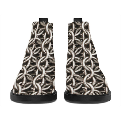 Chainmail Ring Print Flat Ankle Boots