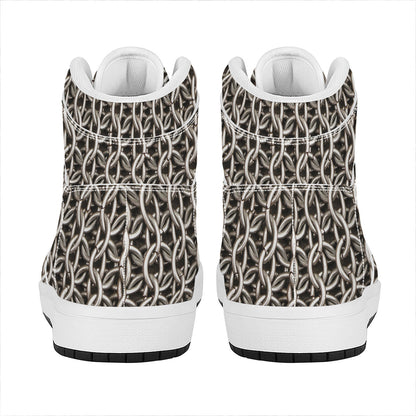 Chainmail Ring Print High Top Leather Sneakers