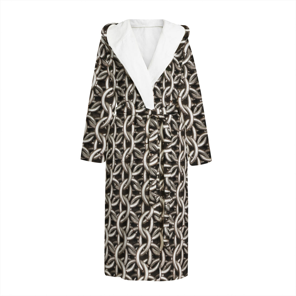 Chainmail Ring Print Hooded Bathrobe