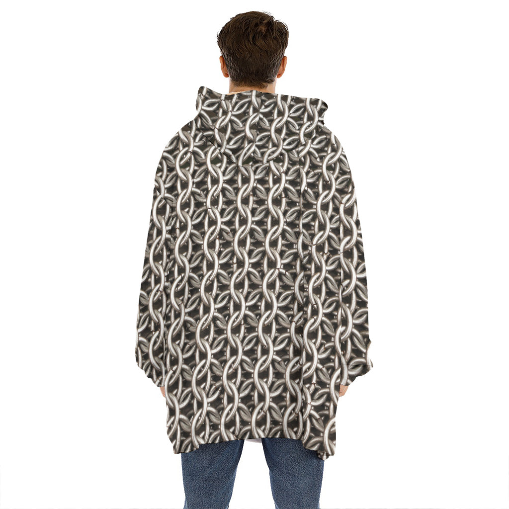 Chainmail Ring Print Hoodie Blanket