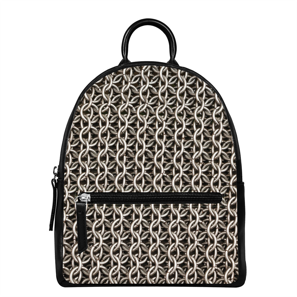 Chainmail Ring Print Leather Backpack