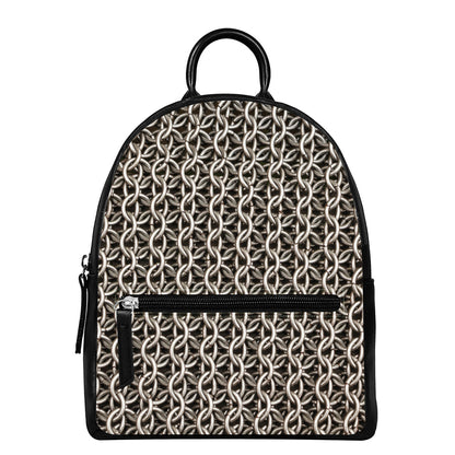 Chainmail Ring Print Leather Backpack