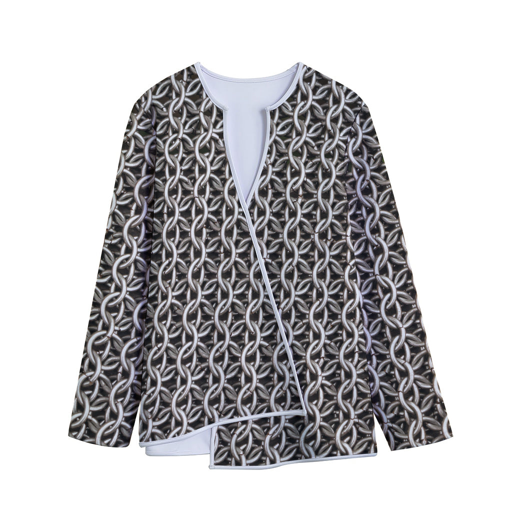 Chainmail Ring Print Long Sleeve Short Coat