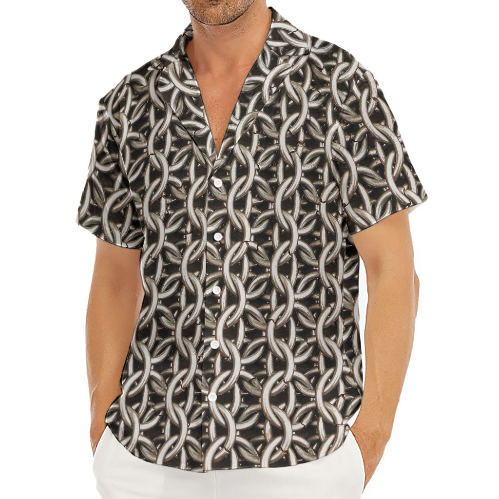 Chainmail Ring Print Men's Deep V-Neck Shirt