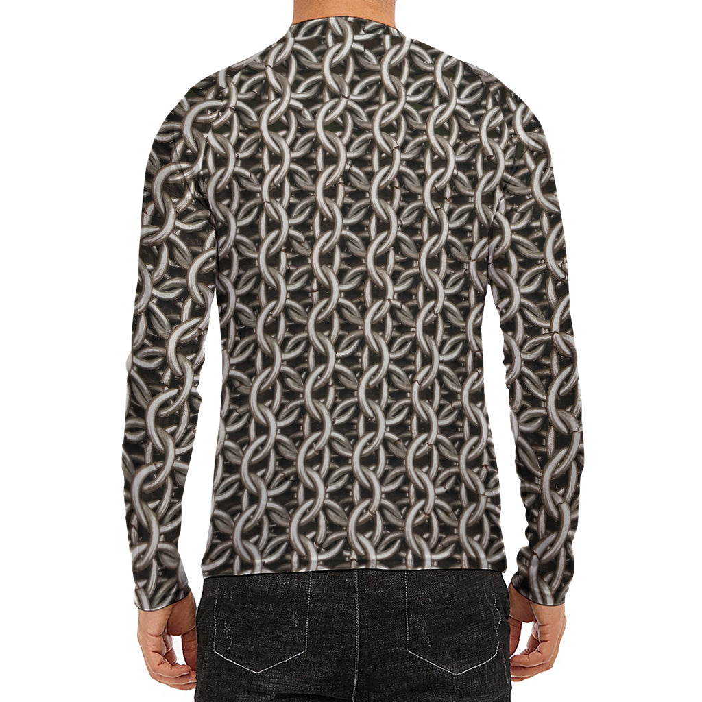 Chainmail Ring Print Men's Long Sleeve Rash Guard