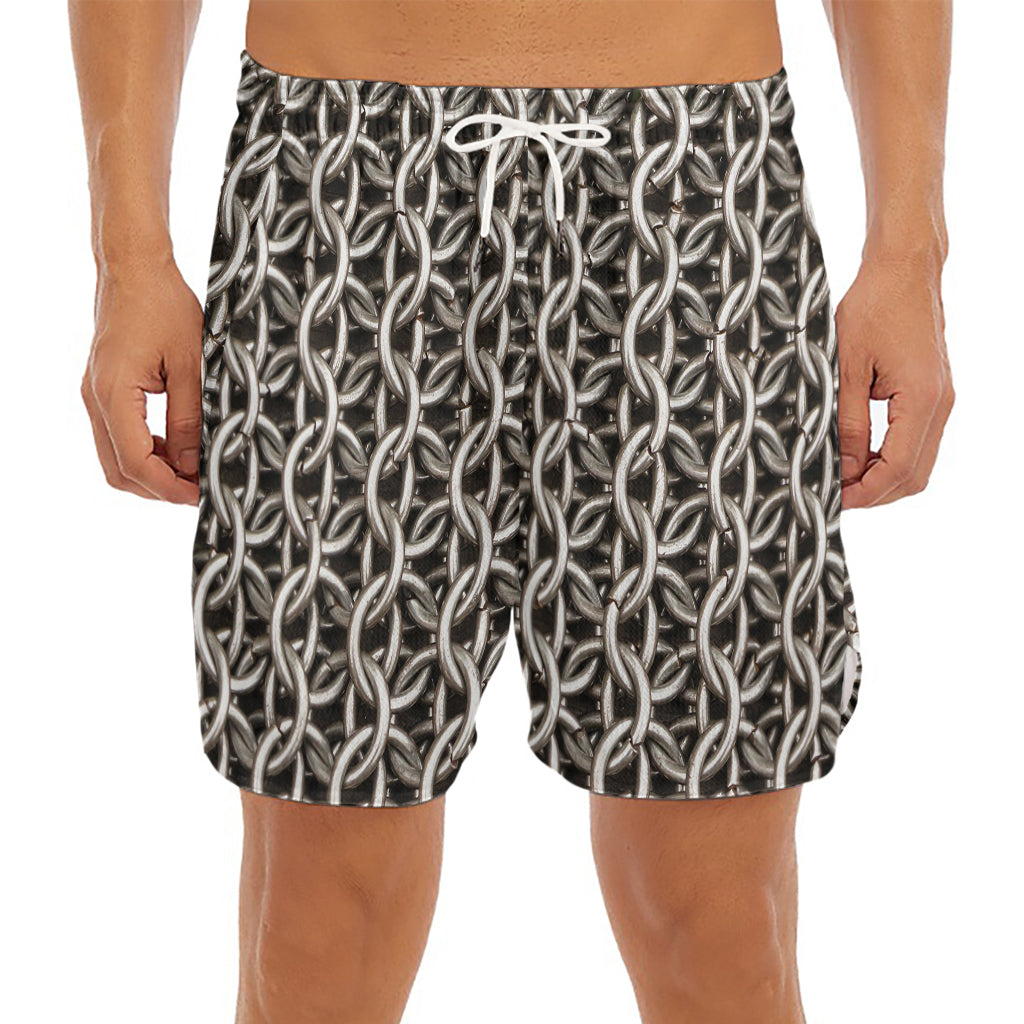 Chainmail Ring Print Men's Split Running Shorts