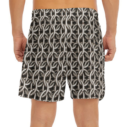 Chainmail Ring Print Men's Split Running Shorts
