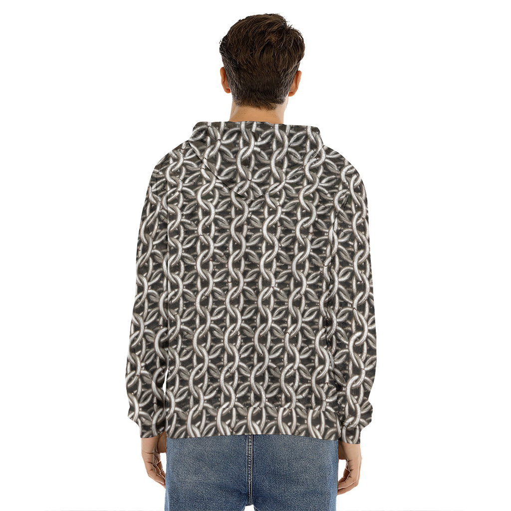 Chainmail Ring Print Men's Velvet Pullover Hoodie