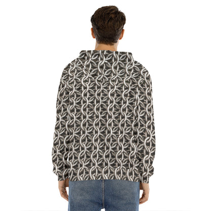 Chainmail Ring Print Men's Velvet Pullover Hoodie