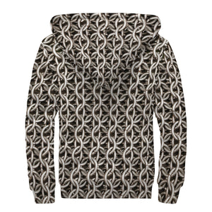 Chainmail Ring Print Sherpa Lined Zip Up Hoodie