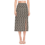 Chainmail Ring Print Side Slit Midi Skirt
