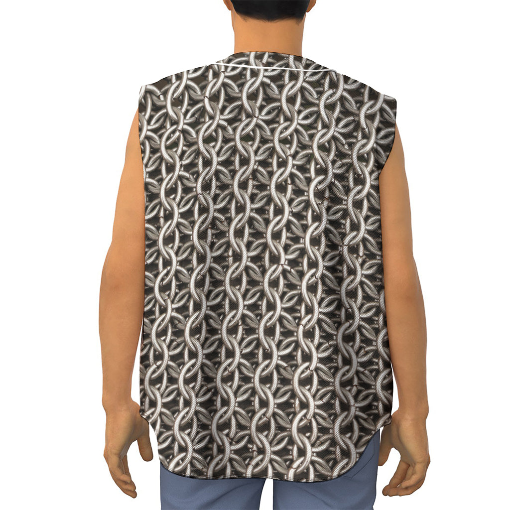 Chainmail Ring Print Sleeveless Baseball Jersey