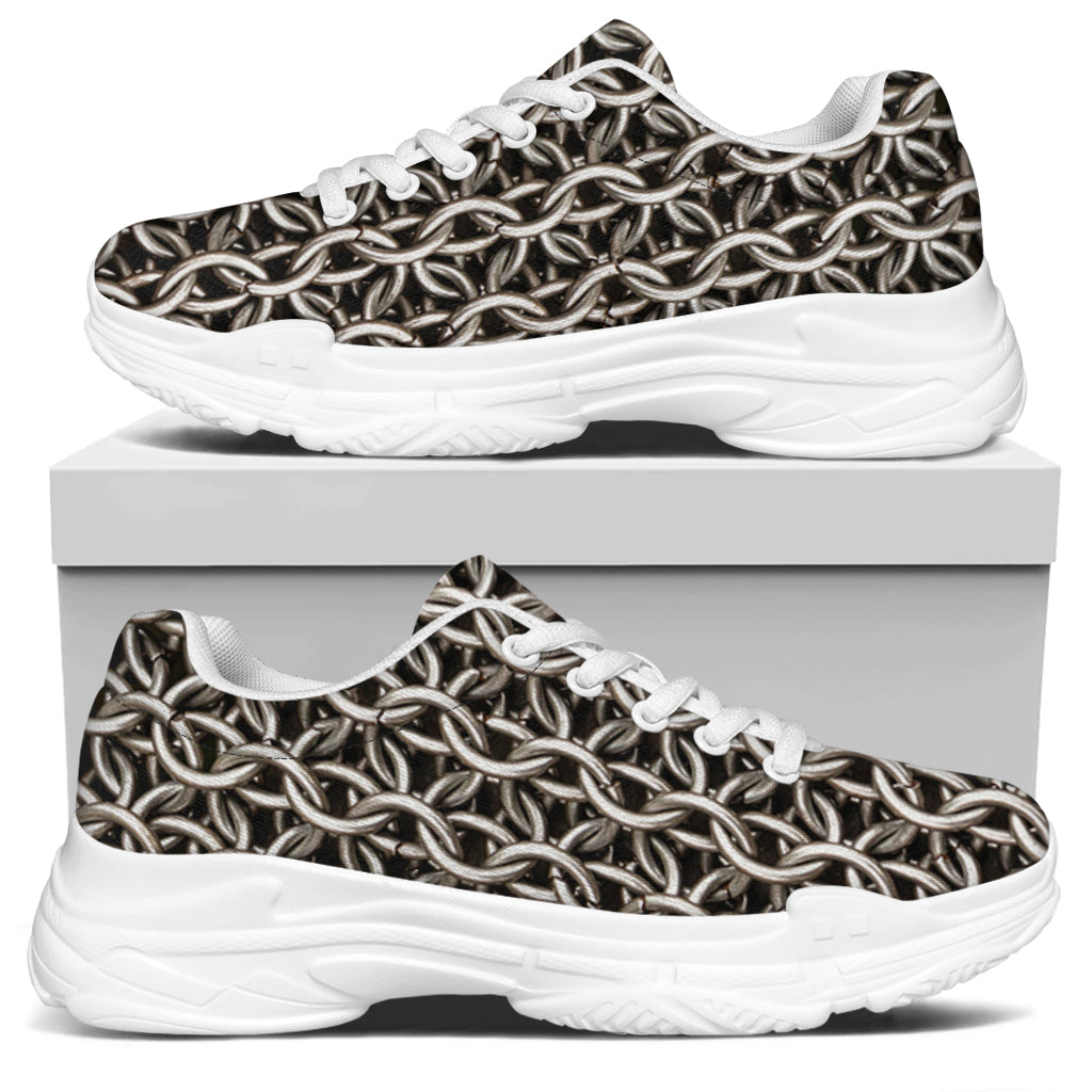 Chainmail Ring Print White Chunky Shoes