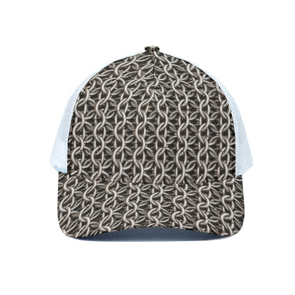 Chainmail Ring Print White Mesh Trucker Cap