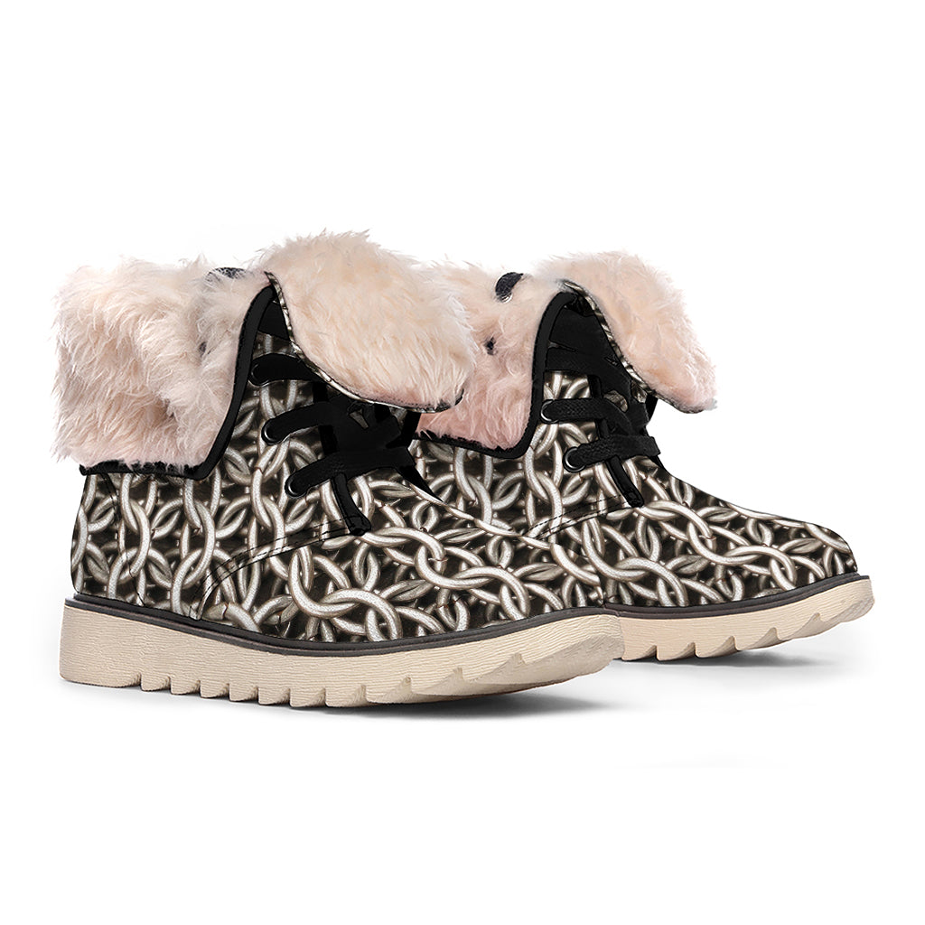 Chainmail Ring Print Winter Boots