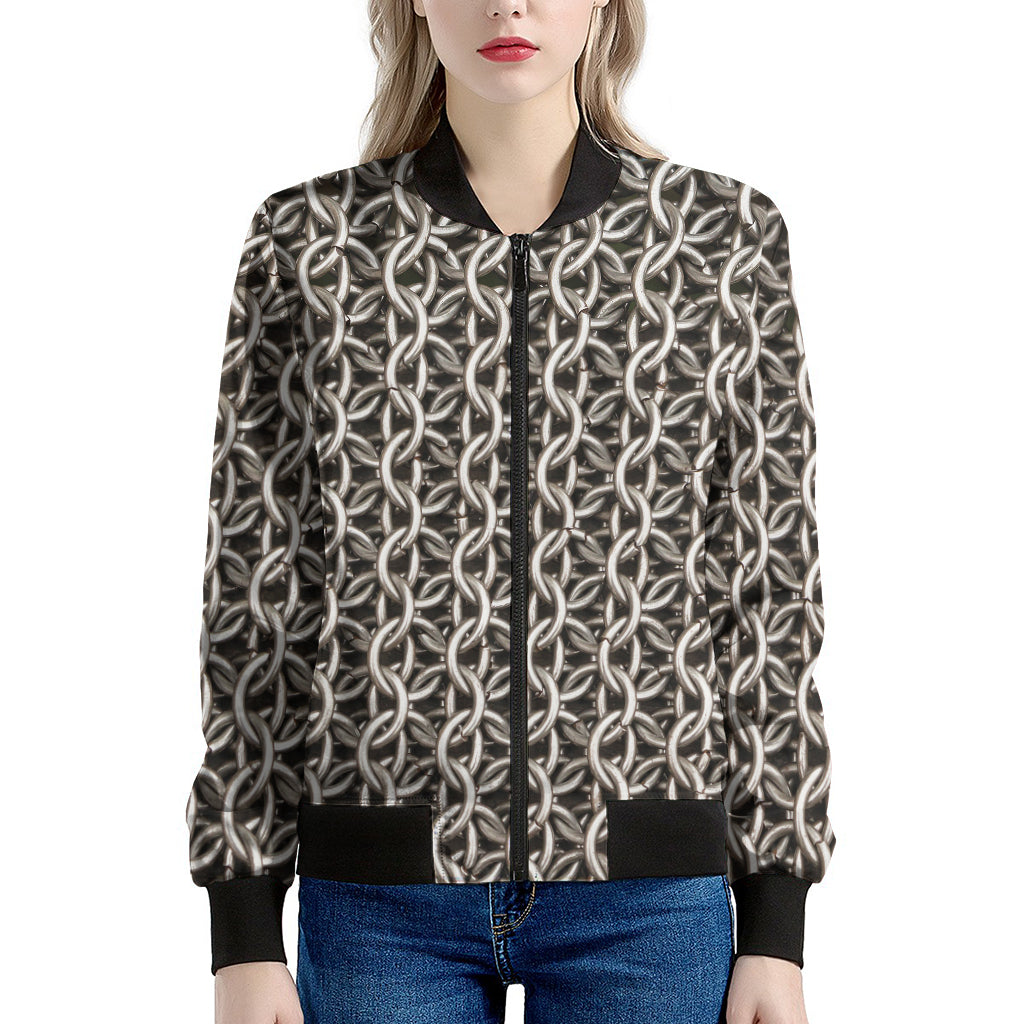 Chainmail Ring Print Women's Bomber Jacket