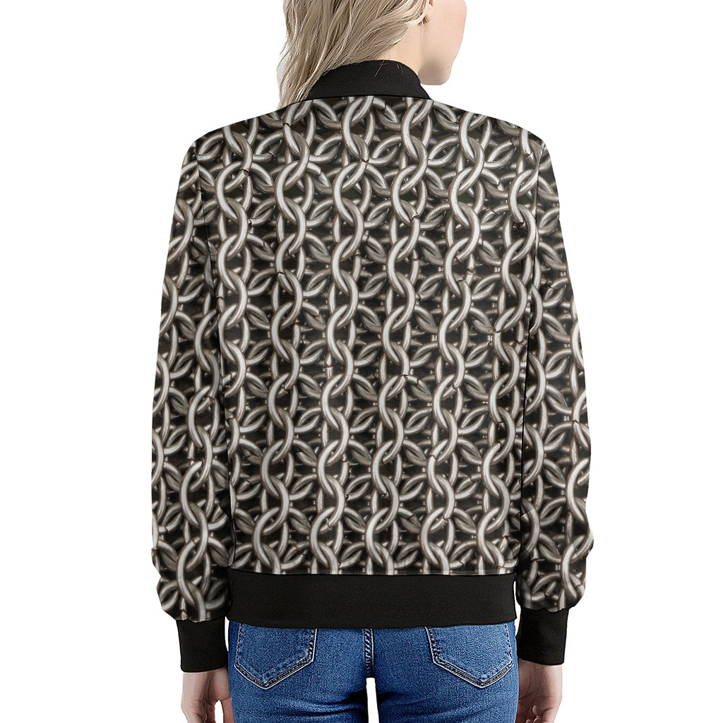 Chainmail Ring Print Women's Bomber Jacket