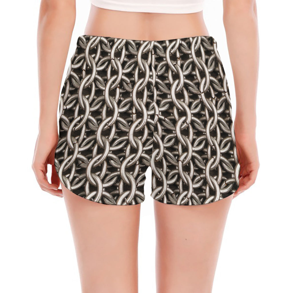 Chainmail Ring Print Women's Split Running Shorts
