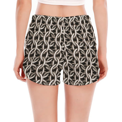 Chainmail Ring Print Women's Split Running Shorts
