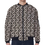 Chainmail Ring Print Zip Sleeve Bomber Jacket