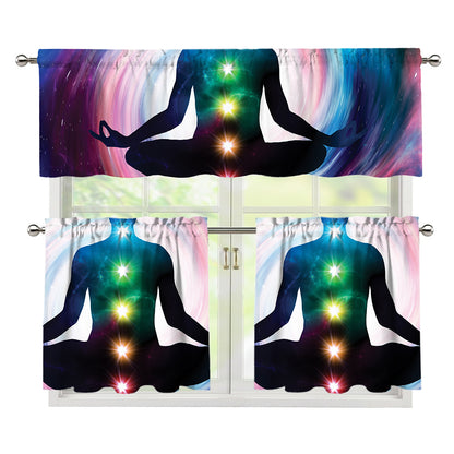 Chakras Of The Universe Print 3 Piece Kitchen Curtains