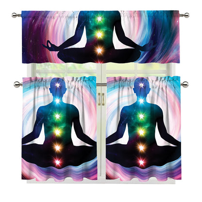 Chakras Of The Universe Print 3 Piece Kitchen Curtains