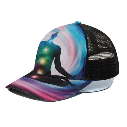 Chakras Of The Universe Print Black Mesh Trucker Cap