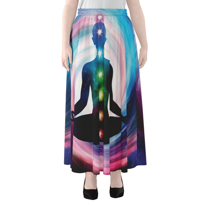 Chakras Of The Universe Print Chiffon Maxi Skirt