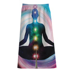 Chakras Of The Universe Print Cotton Front Slit Maxi Skirt