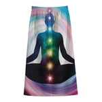 Chakras Of The Universe Print Cotton Front Slit Maxi Skirt