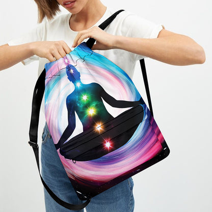 Chakras Of The Universe Print Drawstring Backpack